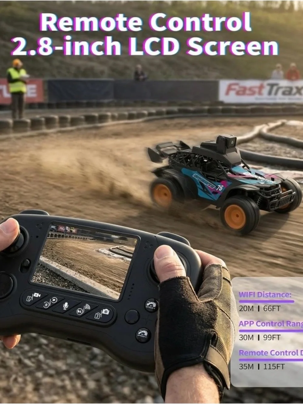NEW - RC Car with Camera, 2.4GHz Remote Control Truck with 2.8”LCD Screen & 60°